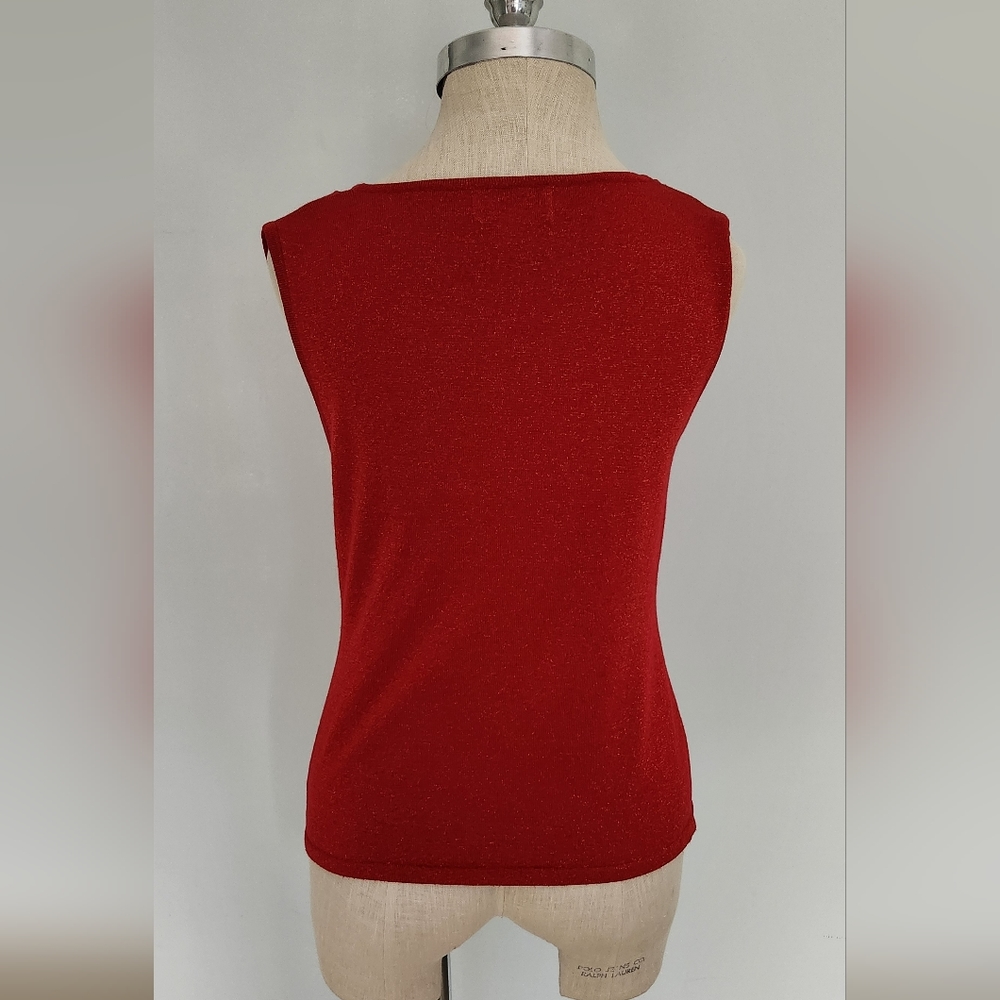 Y2K Vintage Red Sparlkly Sleevless Shirt - Picture 5 of 7